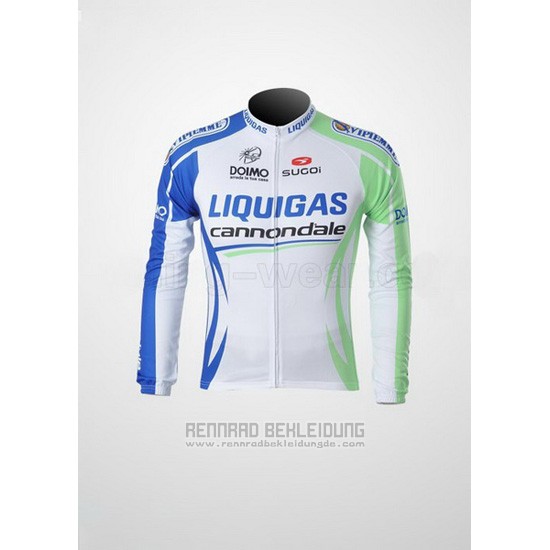 2011 Fahrradbekleidung Liquigas Cannondale Wei und Grun Trikot Langarm und Tragerhose